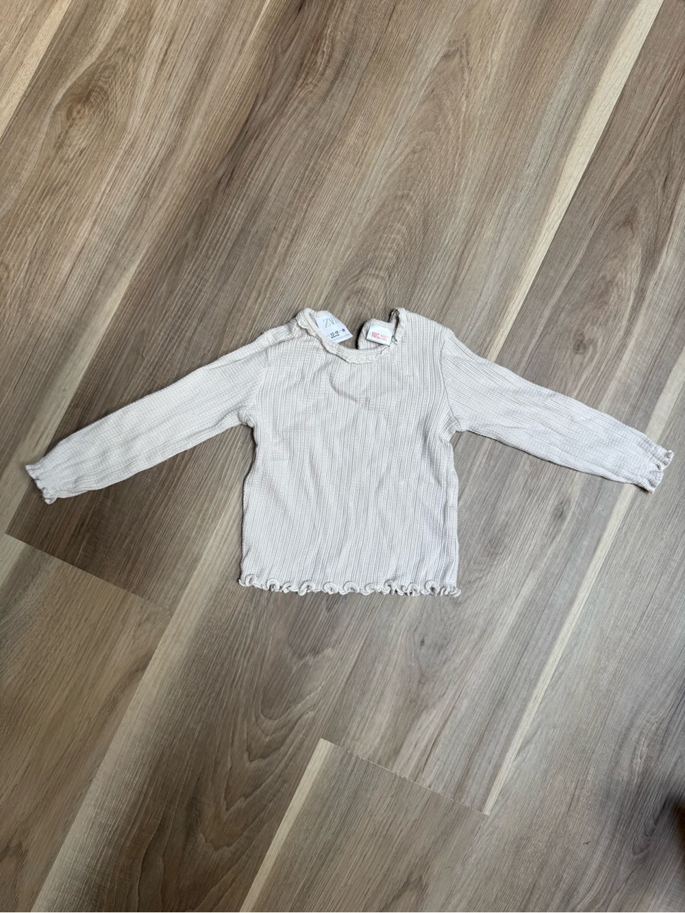 Zara Kids Long-Sleeve Ruffle Hem Top - Cream